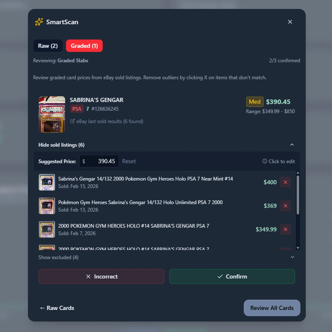 Vendilot eBay Price Integration results