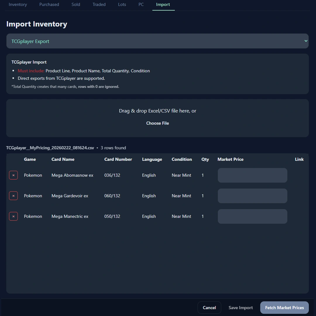 Vendilot Import & Export interface
